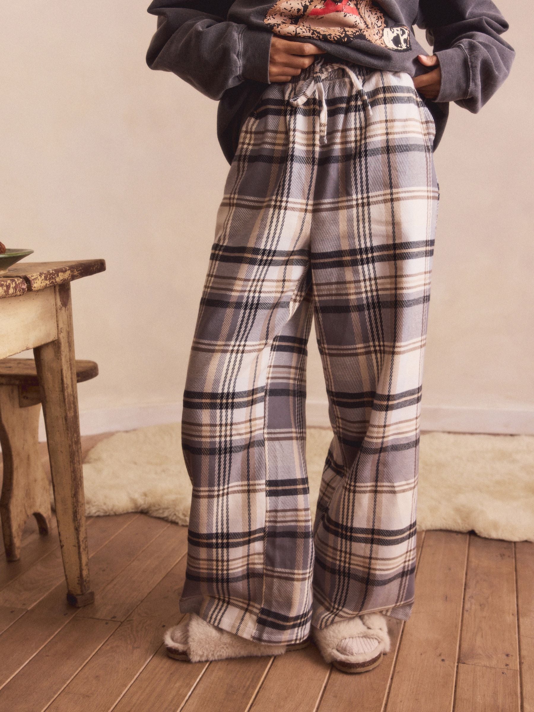 Neutraal geruit - Textured Pyjama Bottoms