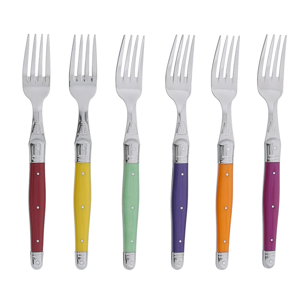 Coffret 6 fourchettes laguiole irise assorties Jean Dubost