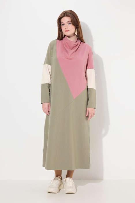 Sweatkleid, Wasserfall-Ausschnitt, Langarm, Biobaumwolle