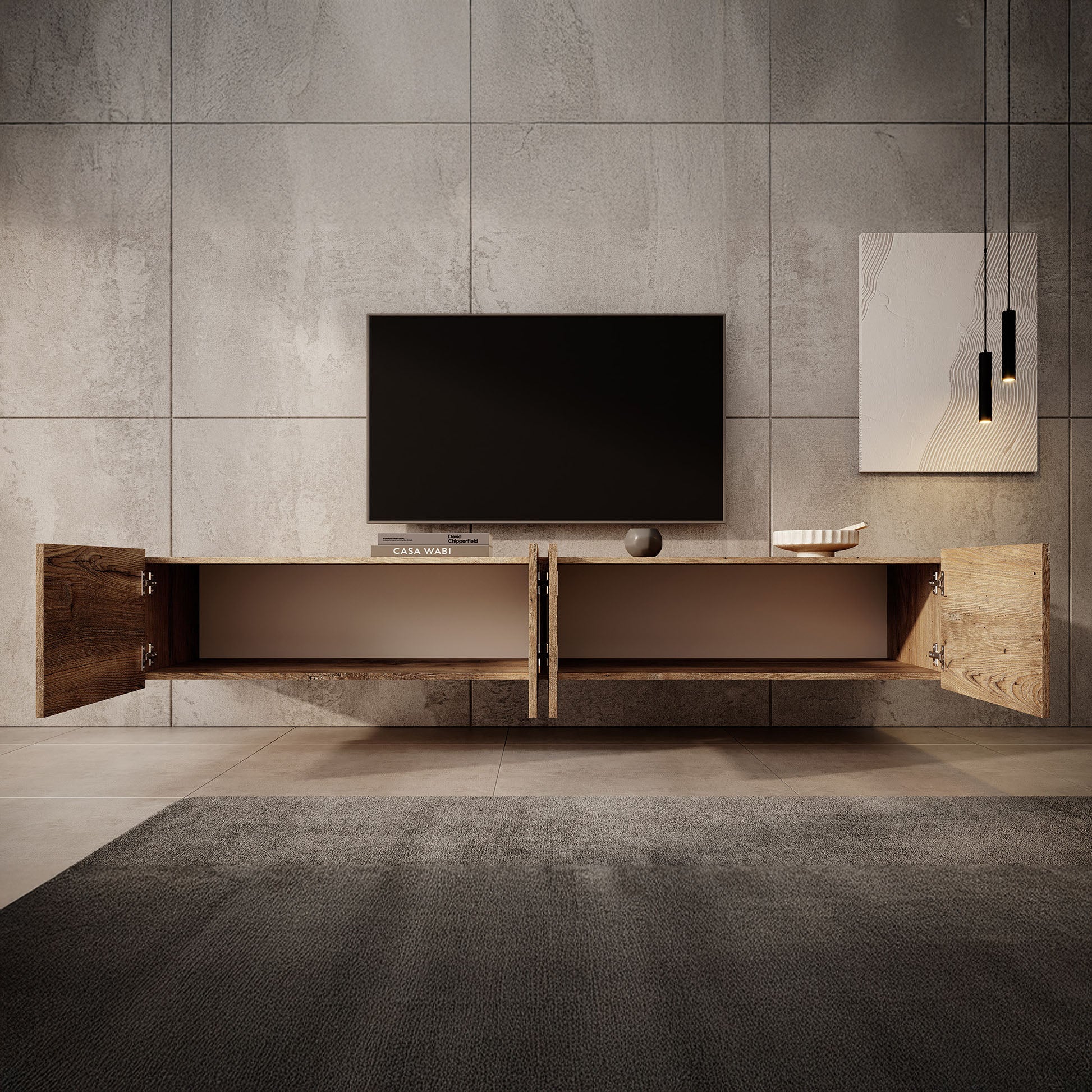 Calabas - TV-Meubel met 4 deuren - Kastanje - 200x43x37 cm