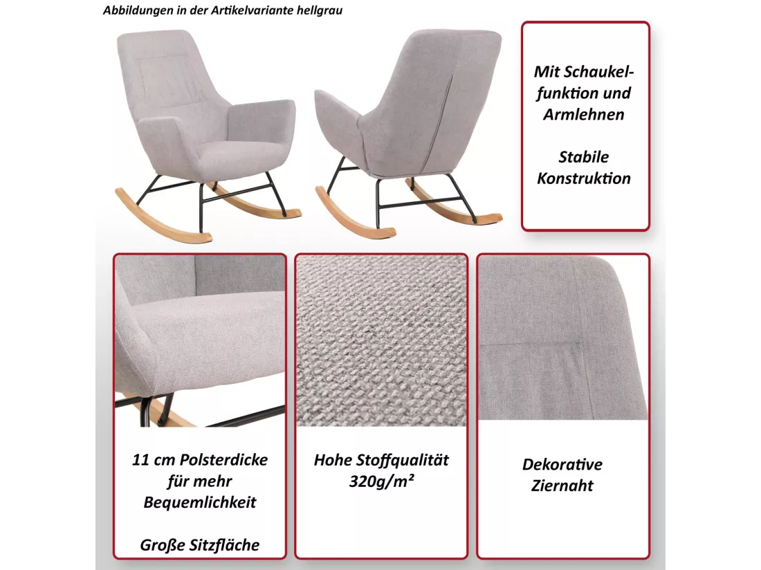 Chaise à bascule MCW-N13, marron
