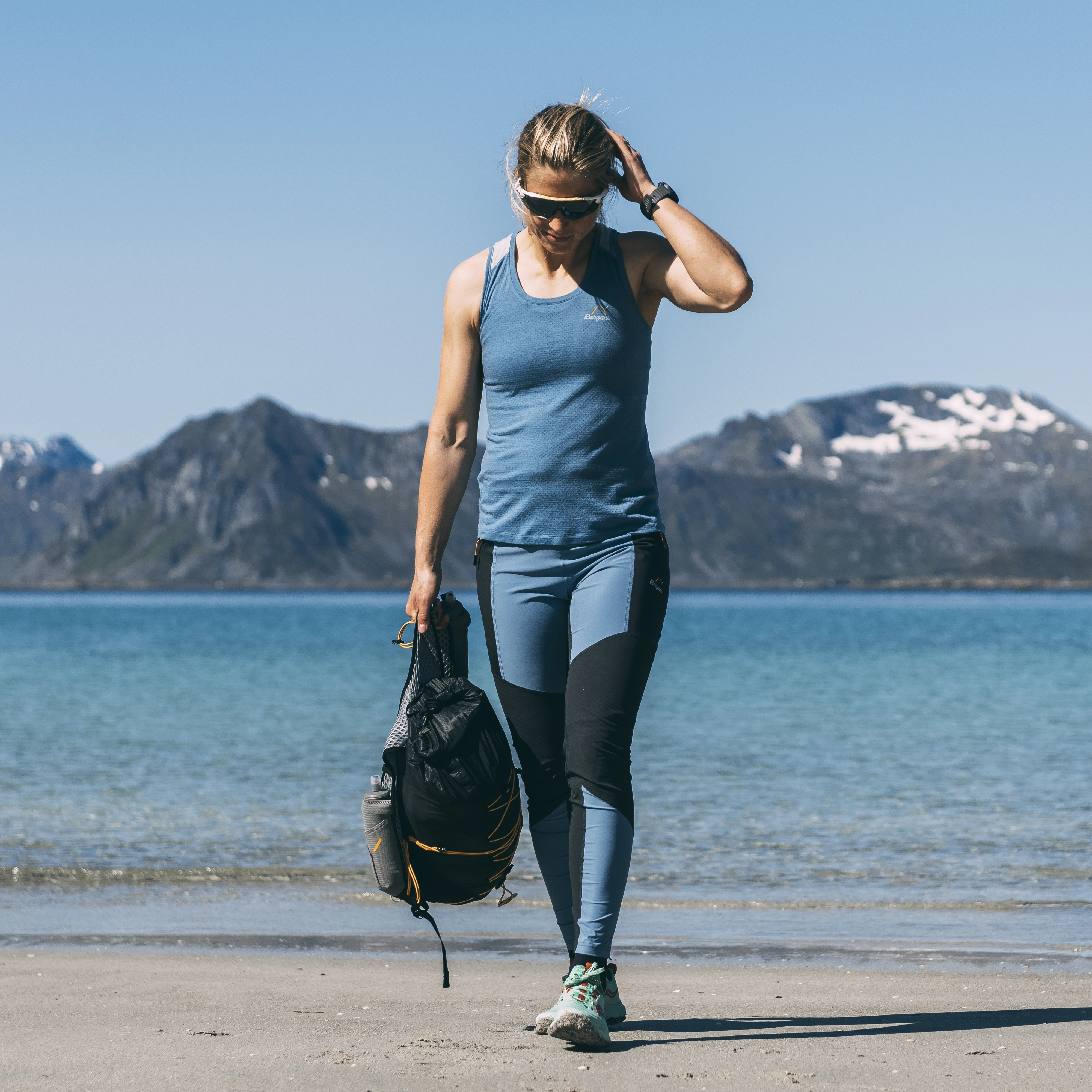 Y LightLine Merino Top Women Elemental Blue / Pearl Grey
