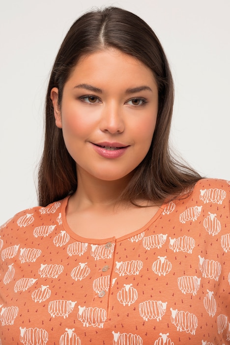 Pyjama-Shirt, Schafe, Rundhals, Halbarm, Biobaumwolle