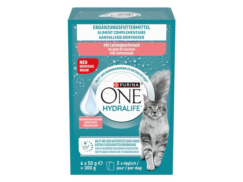 Purina ONE Hydralife mit Lachsgeschmack 6 x 50 g Ergänzungsfuttermittel für Katzen