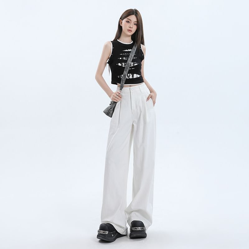 Denimot - Low Rise Plain Wide Leg Jeans (diverse designs)