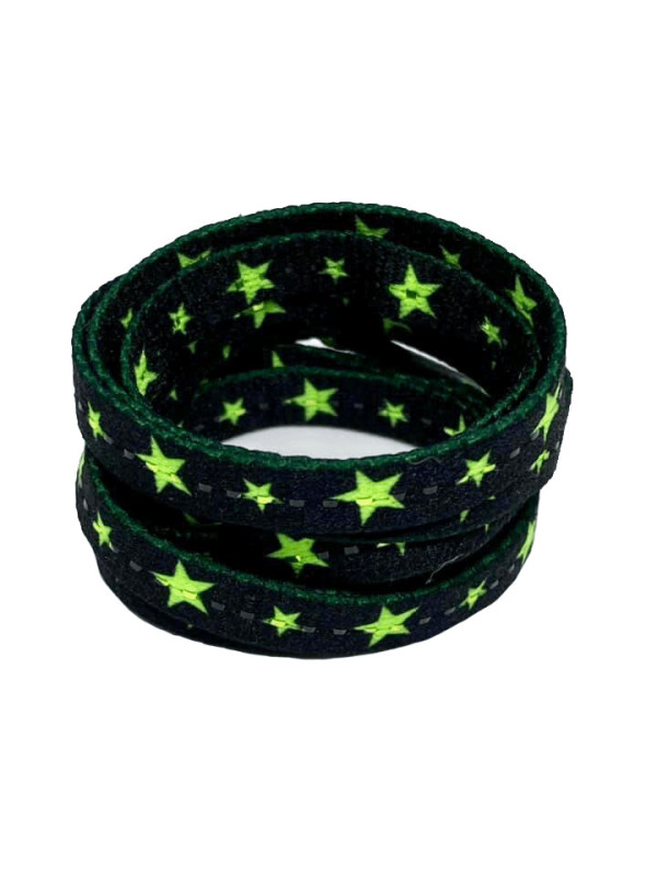 Lacets Noirs Etoiles Vertes - 115 cm