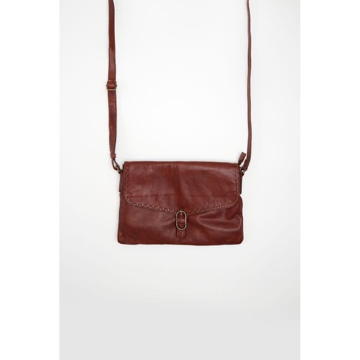 Veritas-Schoudertas gewassen leder flap