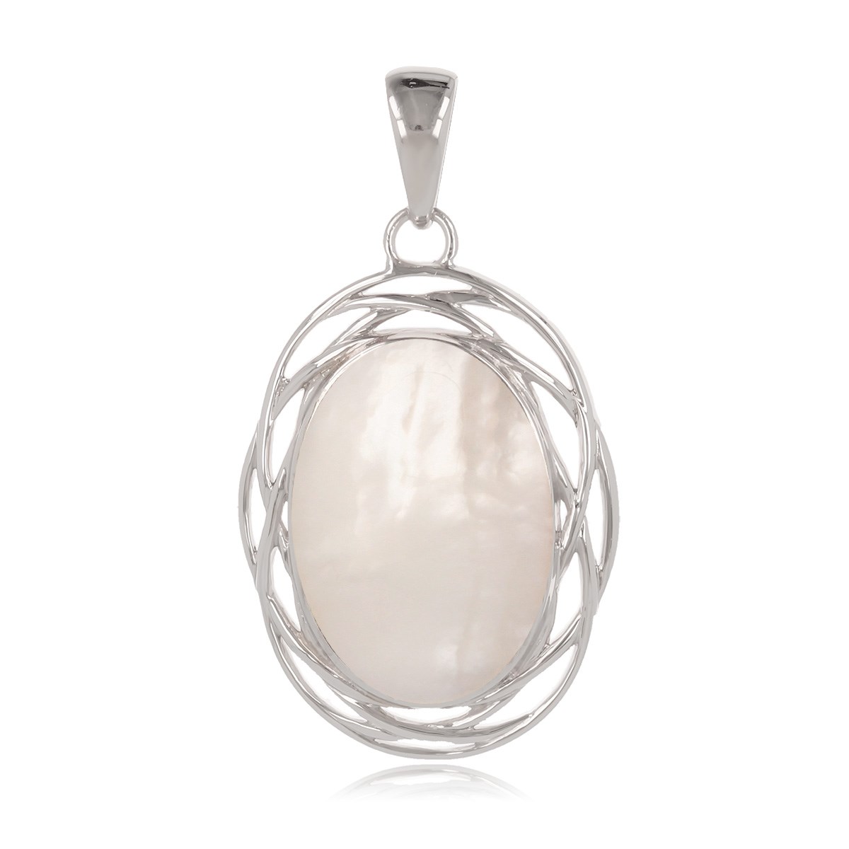 Pendentif Éclatant en Nacre Blanche - Nid d'Argent 925 | Aden Boutique
