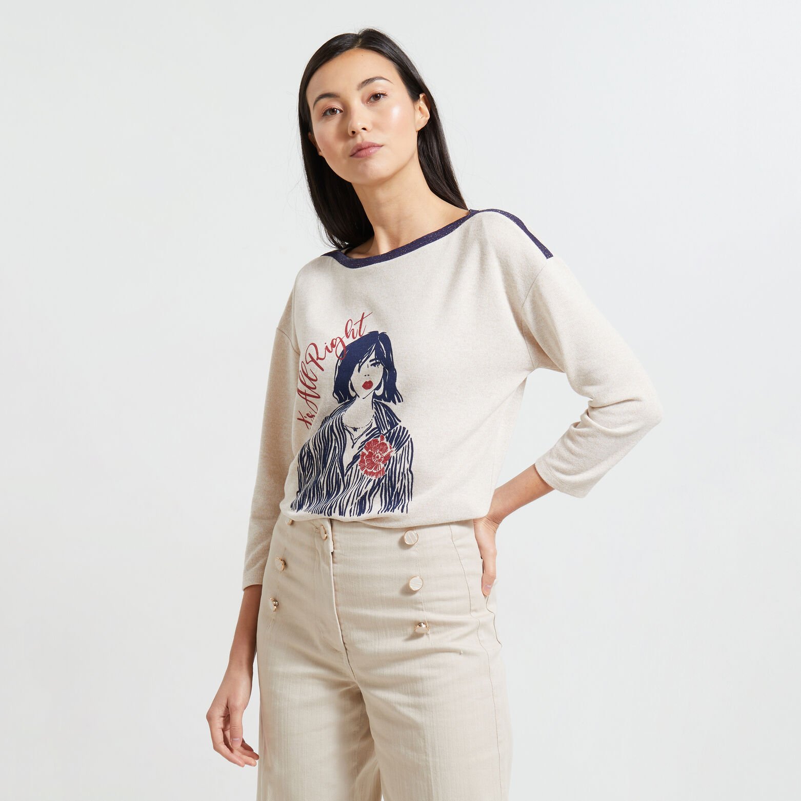 T-Shirt doudou col bateau femme