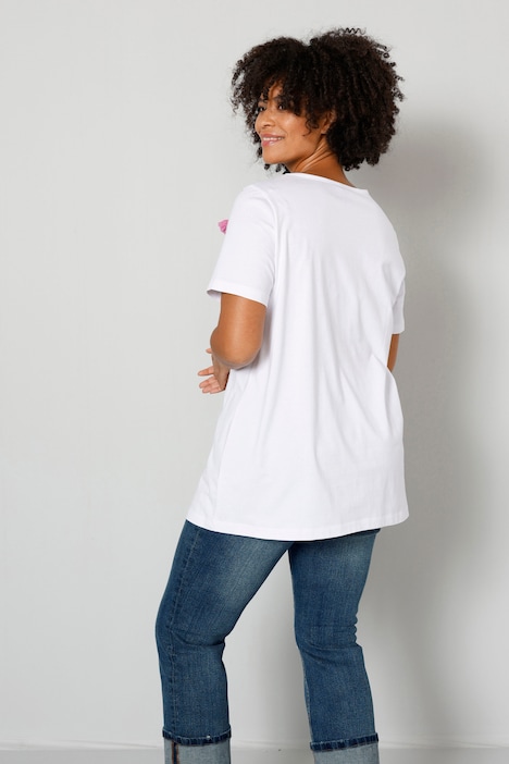 T-Shirt, Classic Fit, Schulter-Quaste, Rundhals, Halbarm