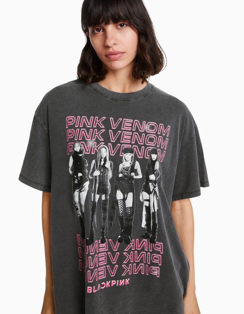 Camiseta de manga curta oversized com estampa Blackpink