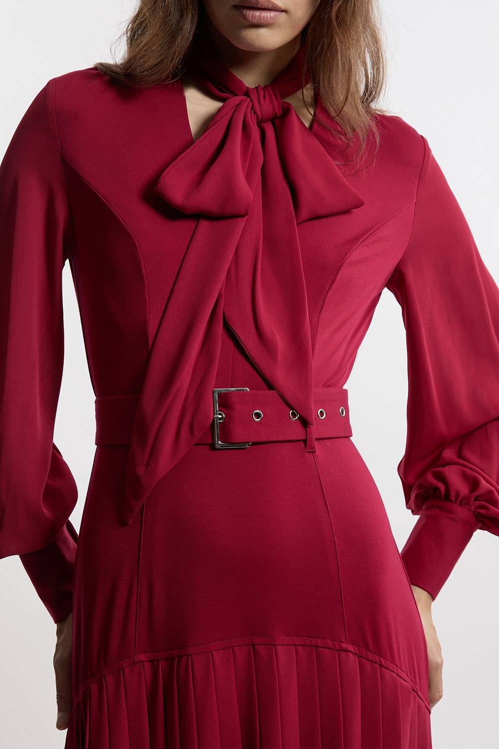 KarenMillen Robe midi Jersey Ponte Georgette Mix