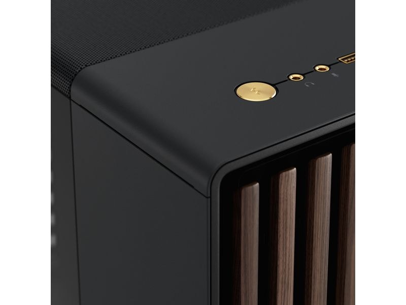 Fractal Design PC-Gehäuse North XL TG Schwarz Elegantes Gehäuse mit Seitenfenster und offener Front aus echtem Walnussholz