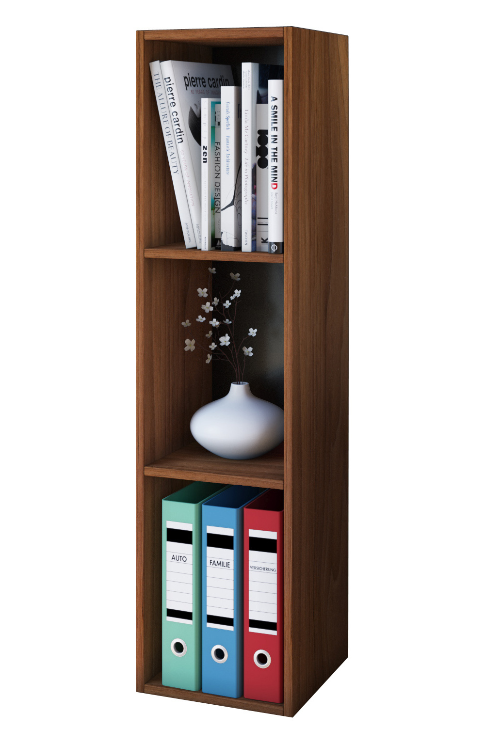 CD/DVD-Sammel-Regal MENDAS - Kern-Nussbaum - 3-Fach - 34 cm