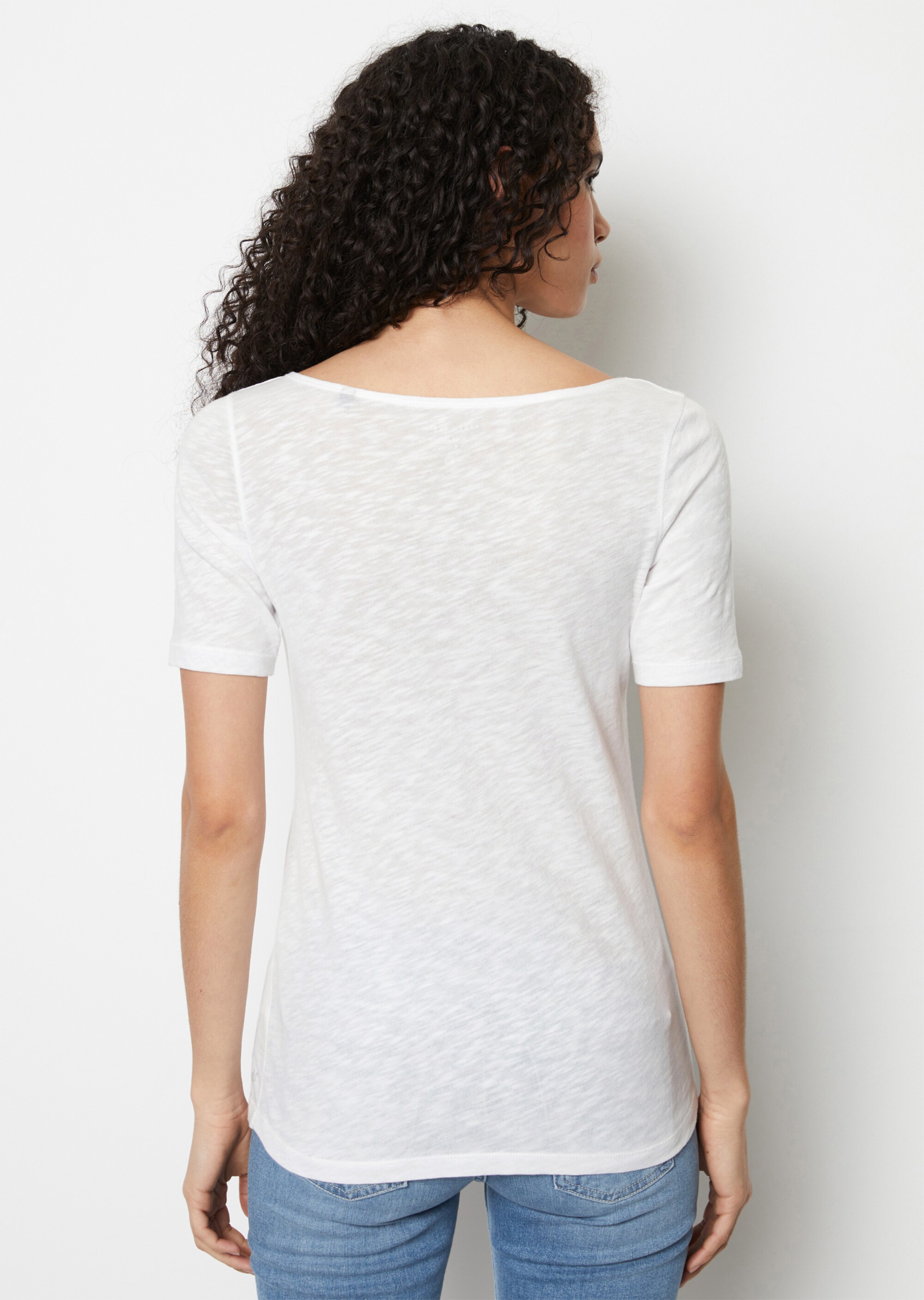 Slub-Jersey-T-Shirt loose mit U-Boot-Ausschnitt