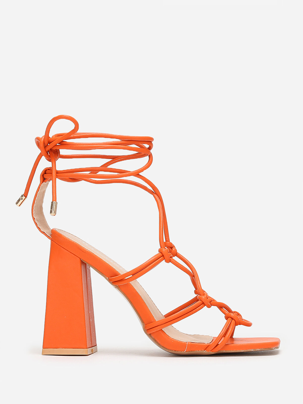Sandales carrées à fines lanières- orange