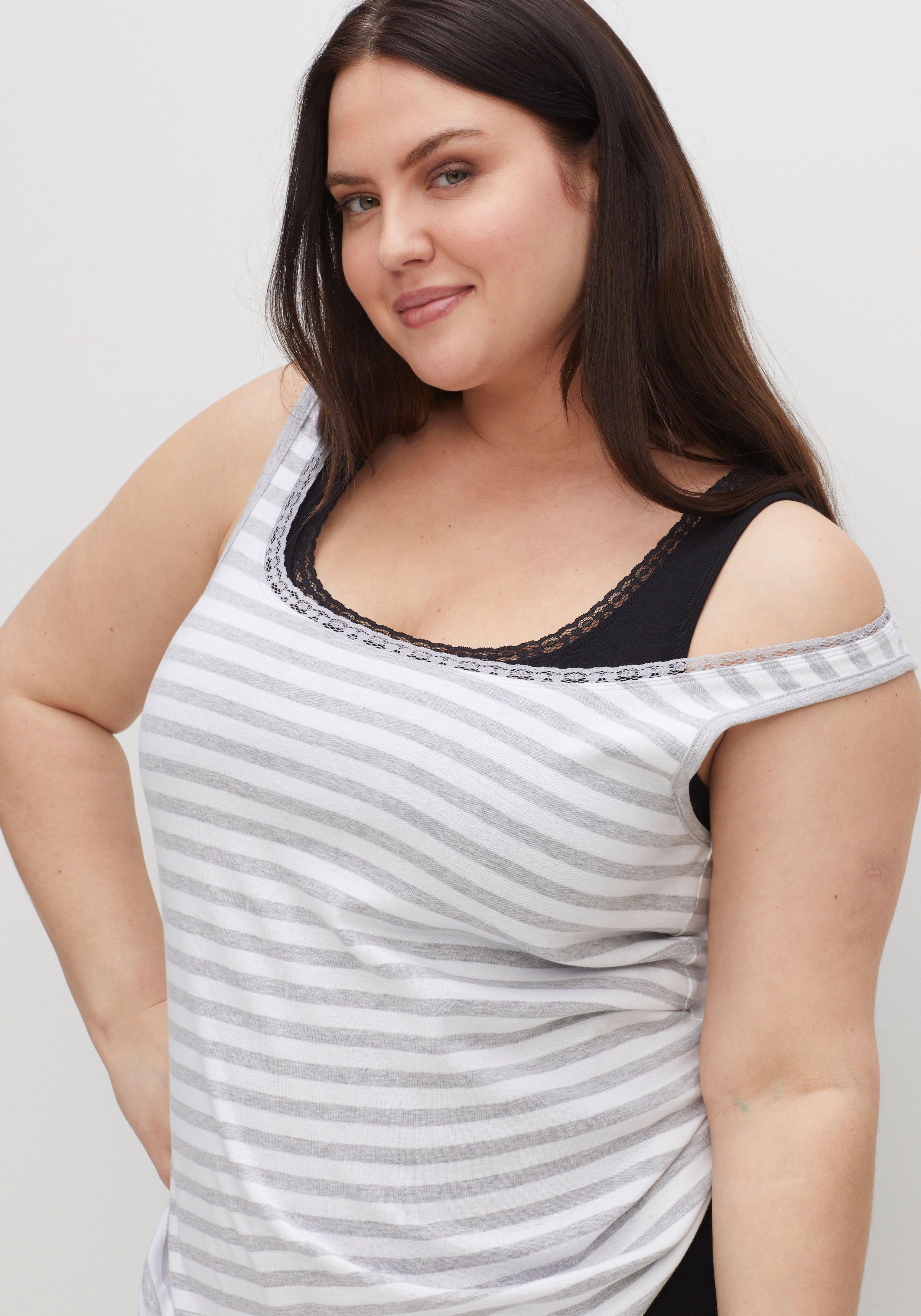 Doppelpack Tanktops mit Spitze am Ausschnitt