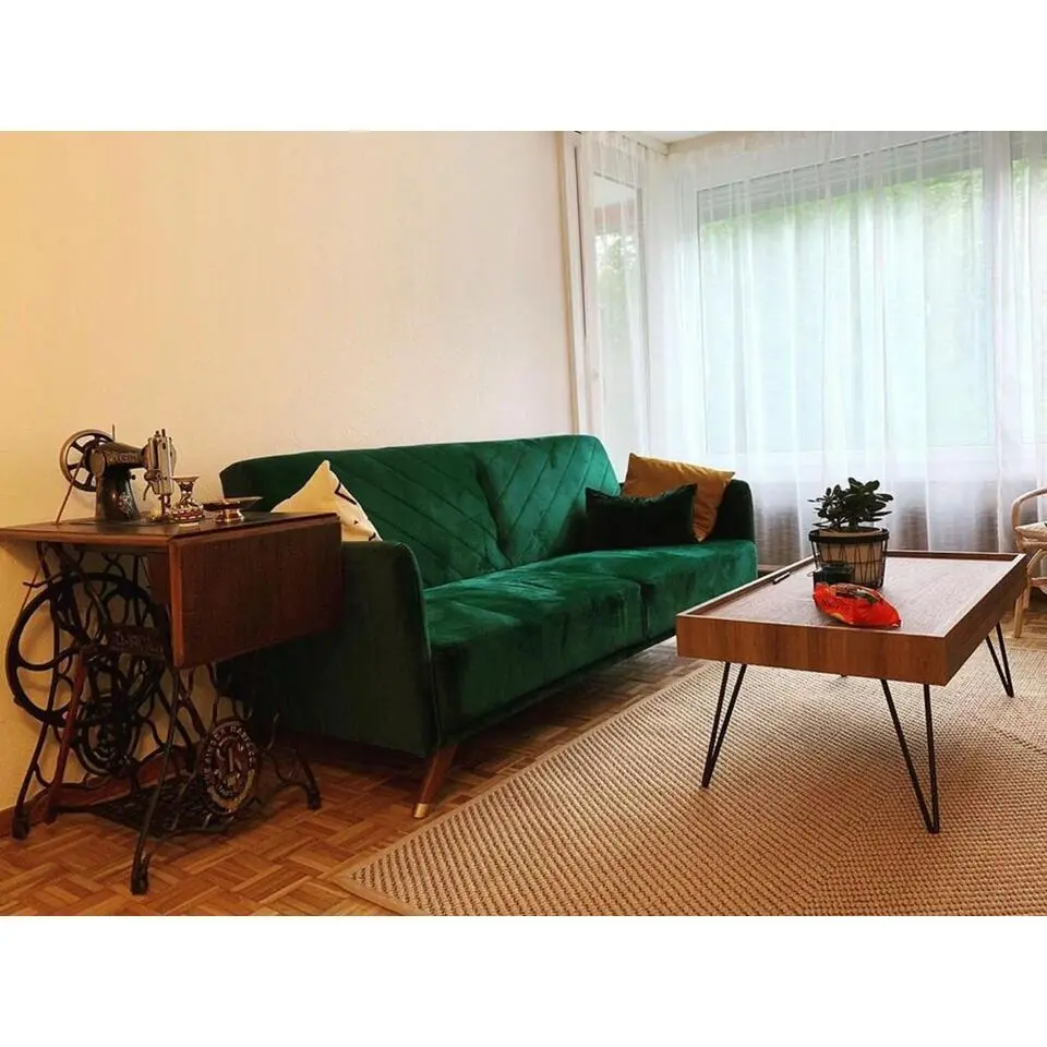SENJA - Slaapbank 3-zits - Donkere houtkleur - Polyester