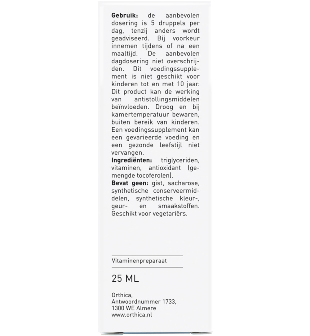 Orthica D3 & K2 oliedruppels (25 ml)