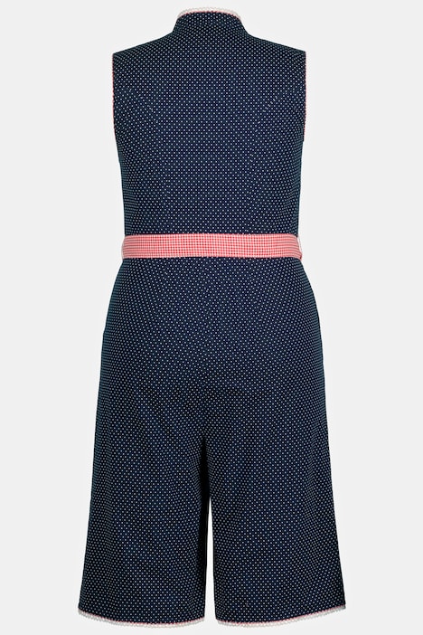 Trachten-Jumpsuit, Pünktchen, Spitze, weites Bein