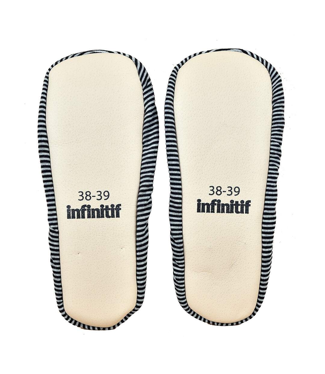 Pantoufles femme INFINITIF Chaussons ballerines Ballerine Rayures Noir