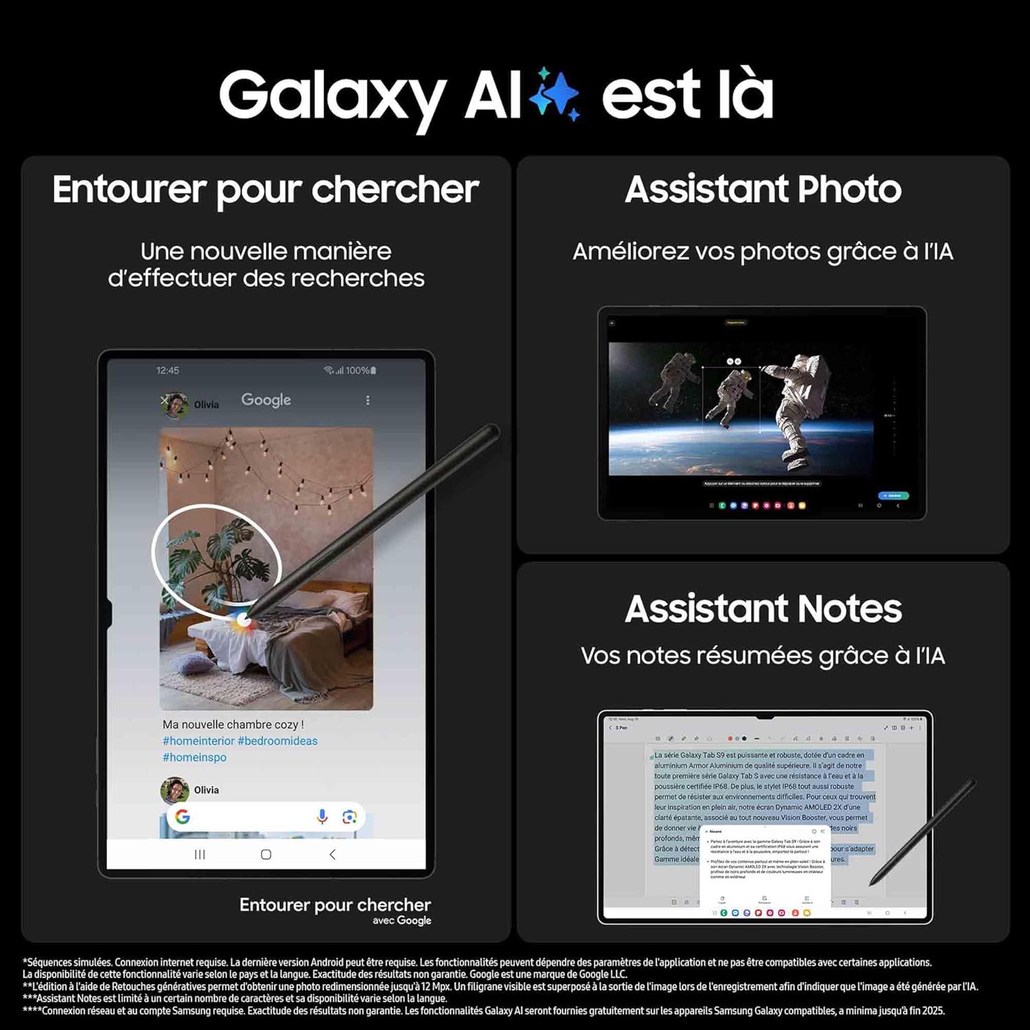 Samsung Galaxy Tab S9 Ultra Tablette avec Galaxy AI, Android, 14.6