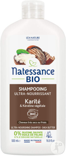 Natessance Bio Shampoing Ultra-Nourrissant Karité Bio & Kératine Végétale Flacon 500ml