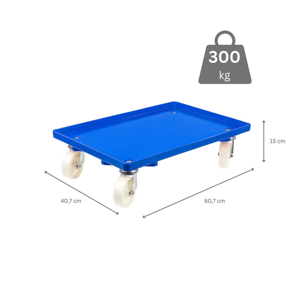 PROREGAL Voordeelset 2x Transportwagens voor Euroboxen 60 x 40 cm met Kunststof Wielen, Blauw, Gesloten Dek, 4 Zwenkwielen, Draagvermogen 300 kg