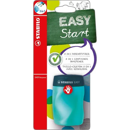 Ergonomischer Dosen-Spitzer für Rechtshänder - STABILO EASYsharpener - 3 in 1 - petrol