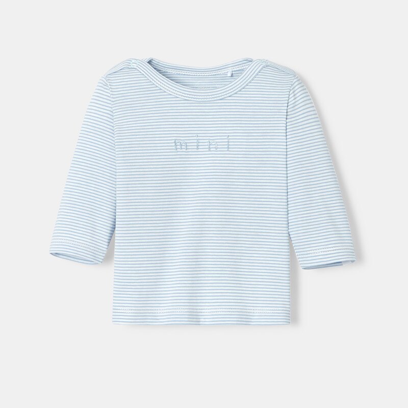 T-shirt à manches longues rayé en coton bio bleu naissance Absorba Bleu
