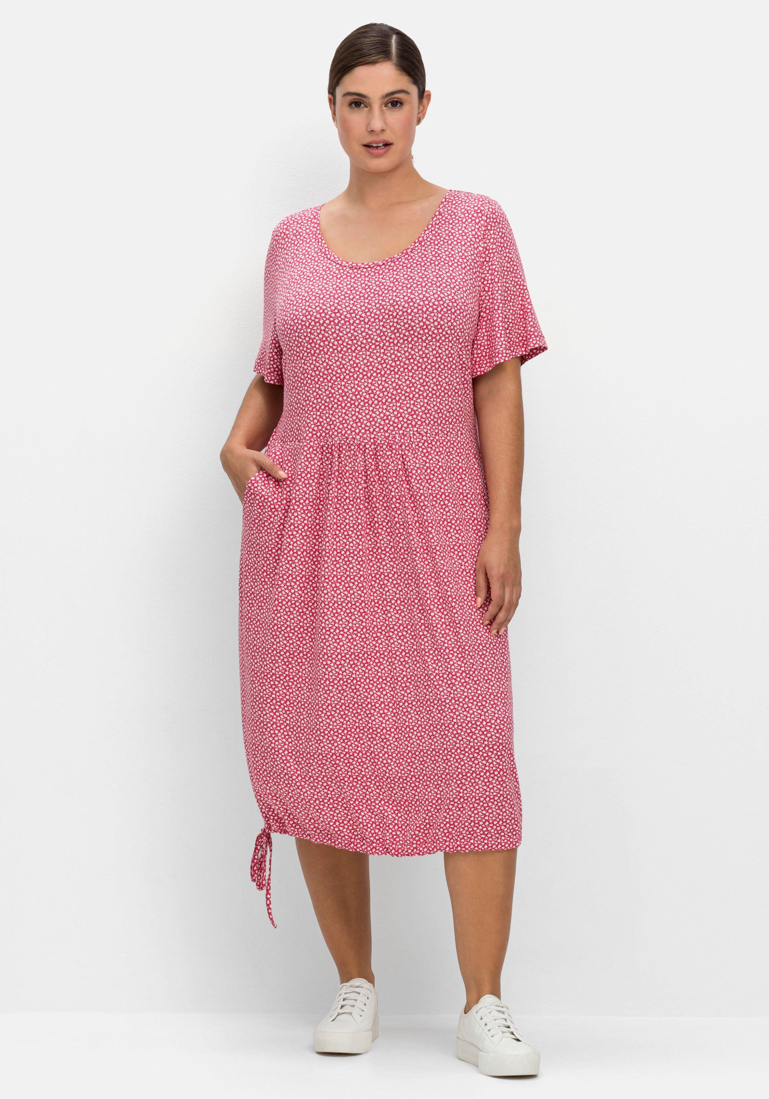 Jerseykleid mit Minimalprint und Saum-Tunnelzug