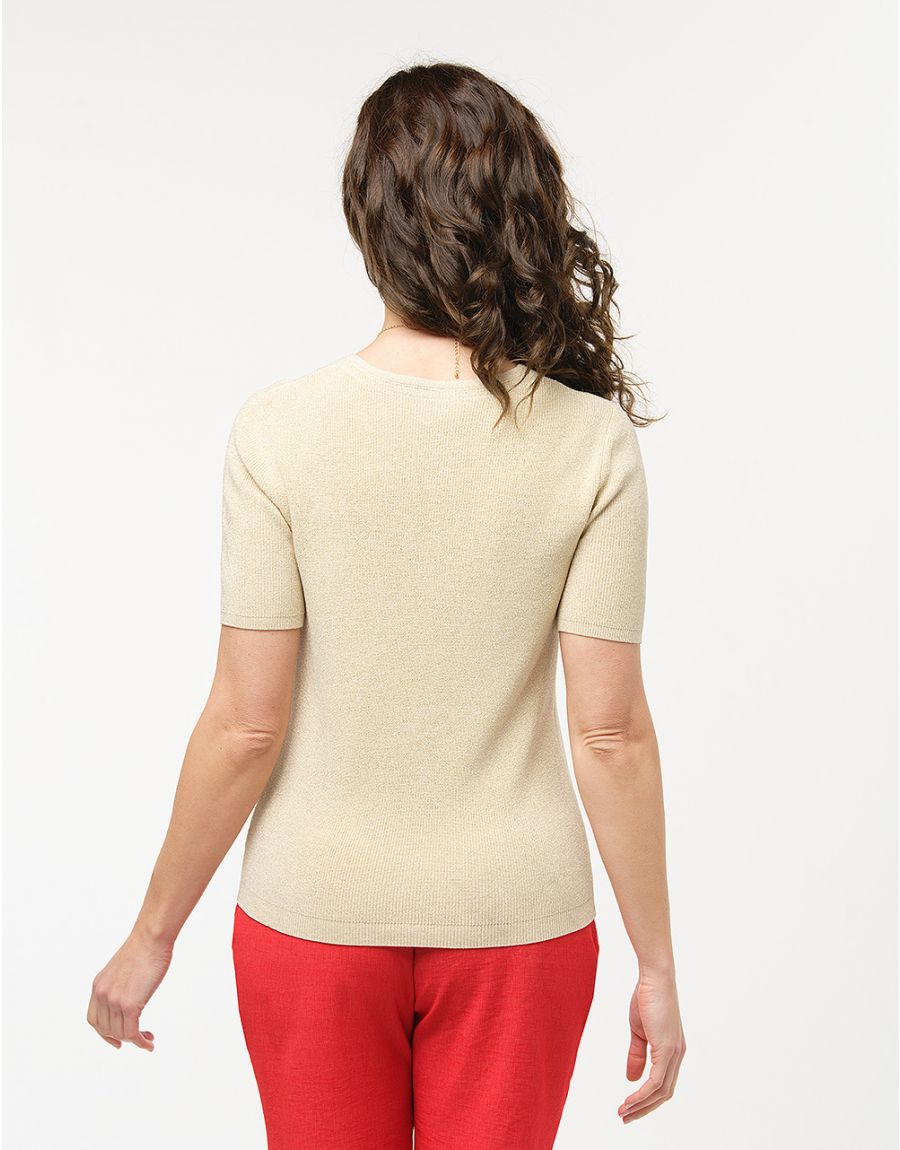 Pull écru fil doré