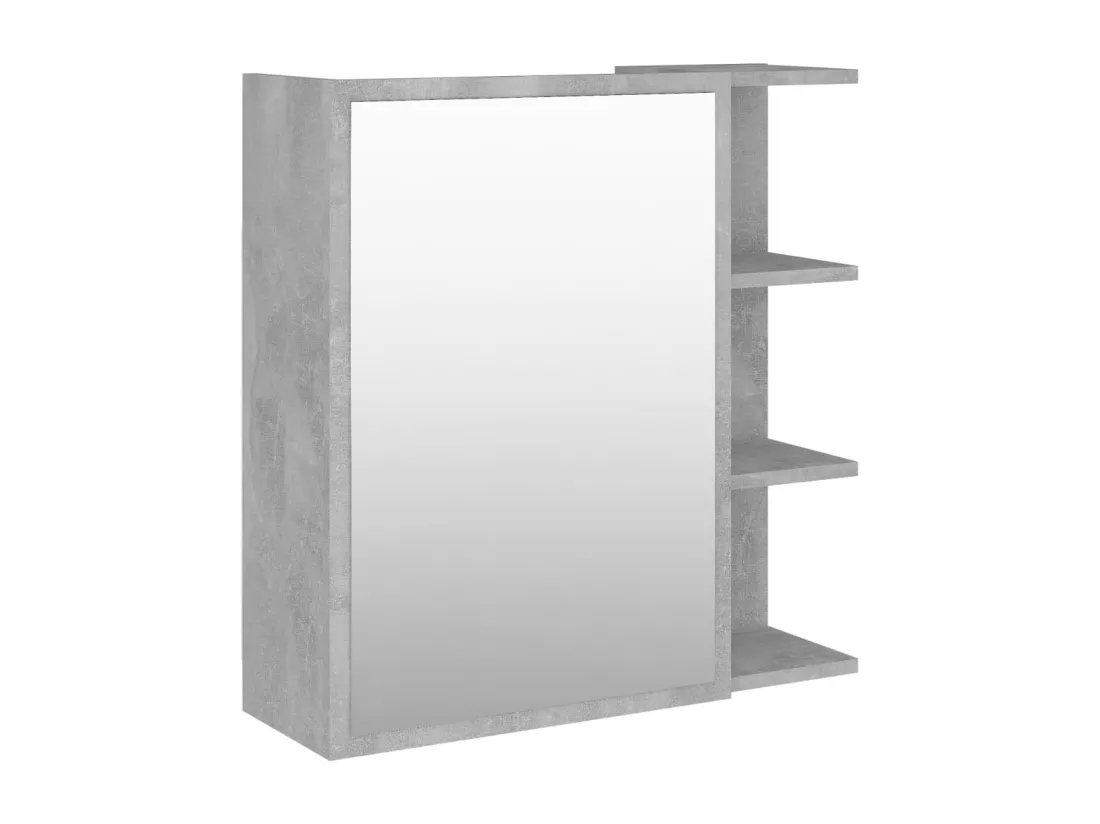 Armoire à miroir de salle de bain Gris béton Bois d’ingénierie