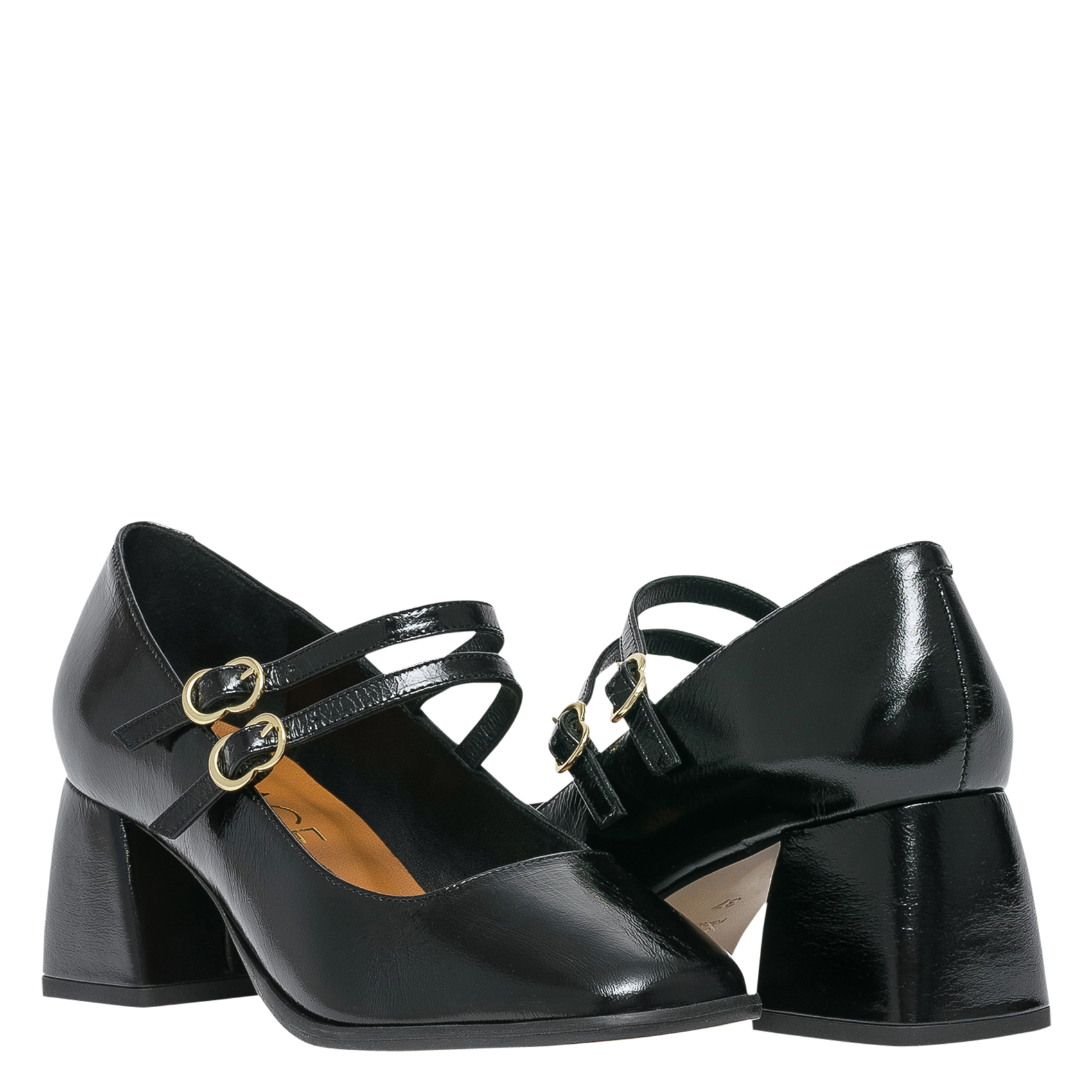 ISAURE - Babies à talons en cuir vernis | Noir