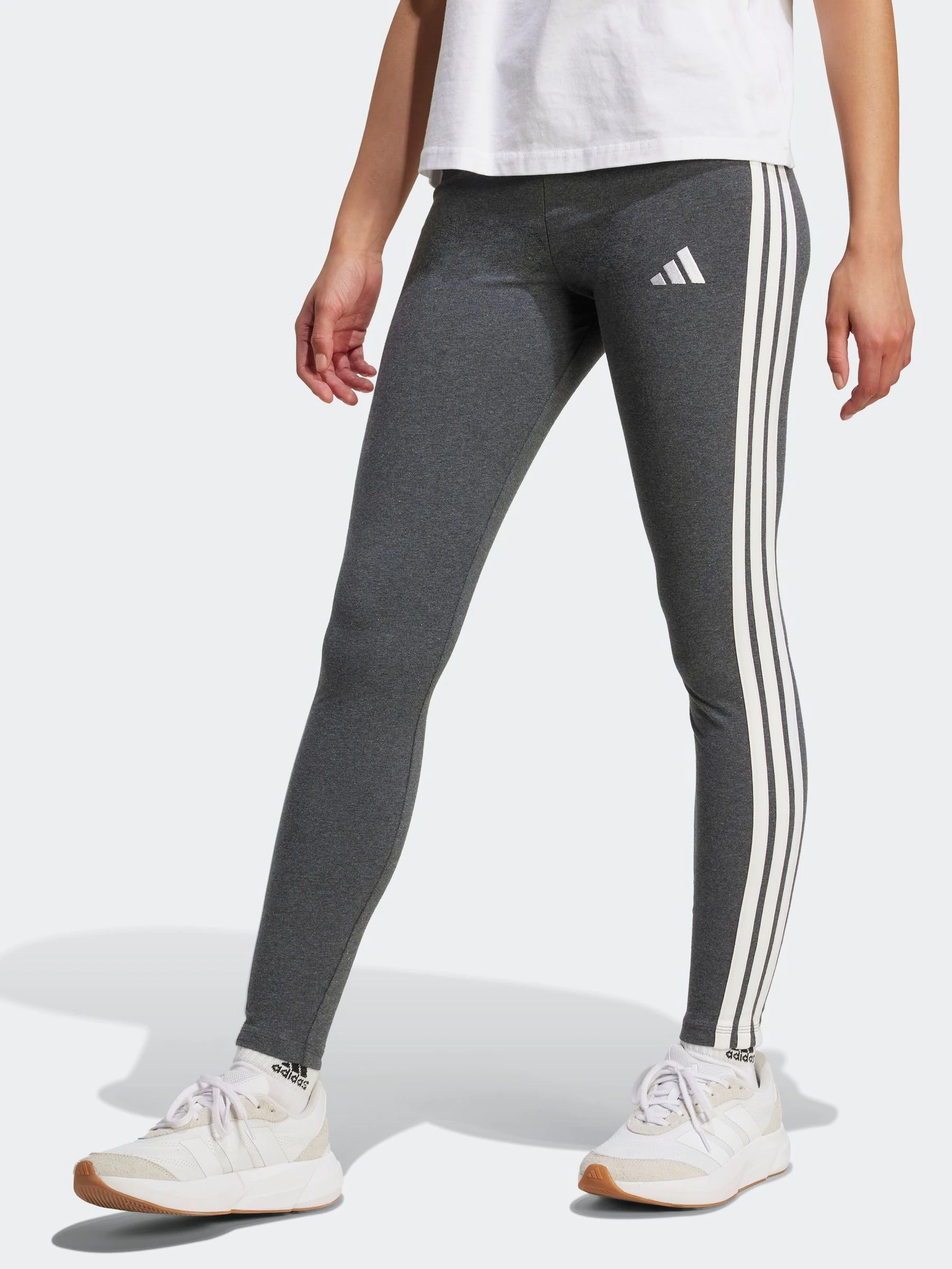 Grijs - adidas Essentials katoenen legging met 3 strepen