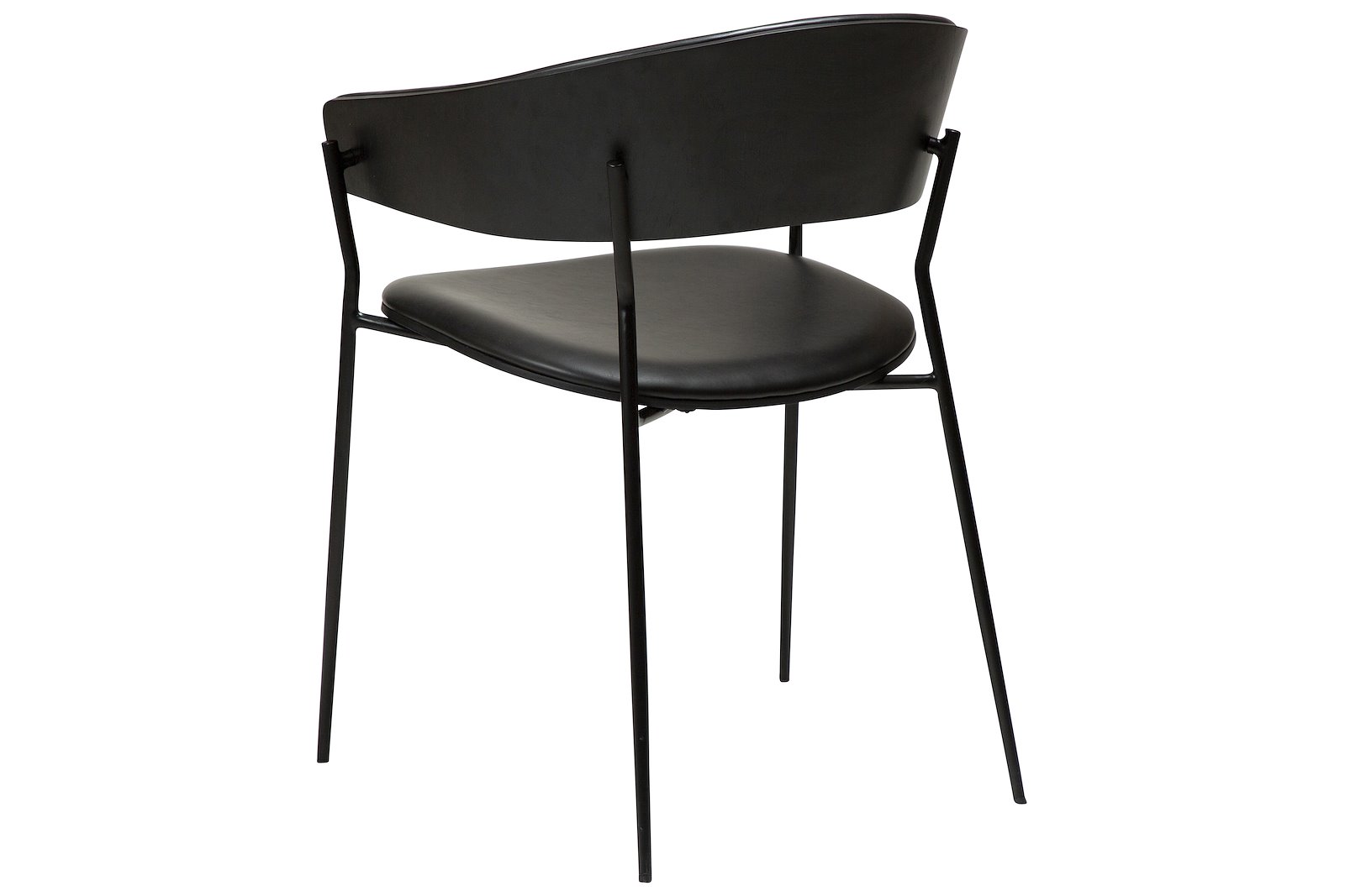 Crib spisestol Med arm. Sort PU med sortbeiset askefinér rygg og sorte ben