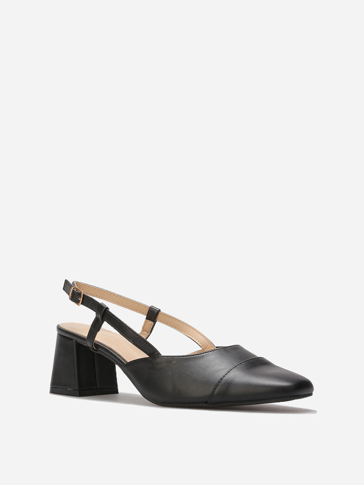 Escarpins slingback à talon carré- Noir