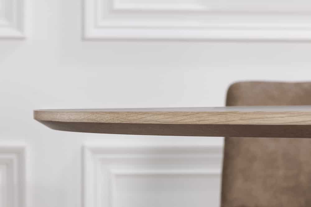 Runder Esstisch VALHALLA WOOD 140cm grau Eichenholz Säulenfuß