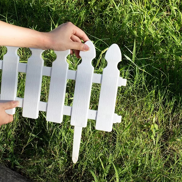 (8er Set) 48x21cm Garten Beeteinfassung Kunststoff Rasenkanten Zaun - Weiss