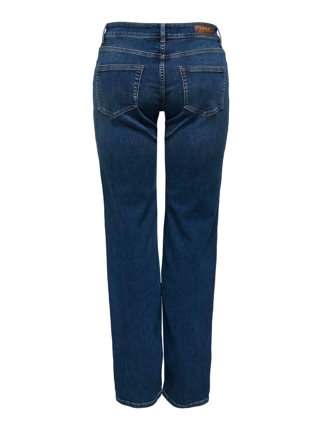 ONLBLUSH Mittlere Taille Gerade geschnitten Jeans Dark Blue Denim