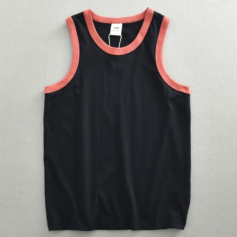 Gratis winkelen - Tanktop met ronde hals en contrasterende bies