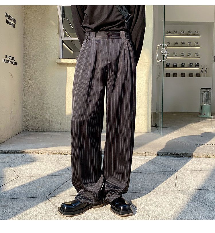 Bjorn - Hoge taille krijtstreep wijde broek