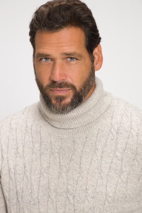Pullover, Zopfmuster, Rollkragen