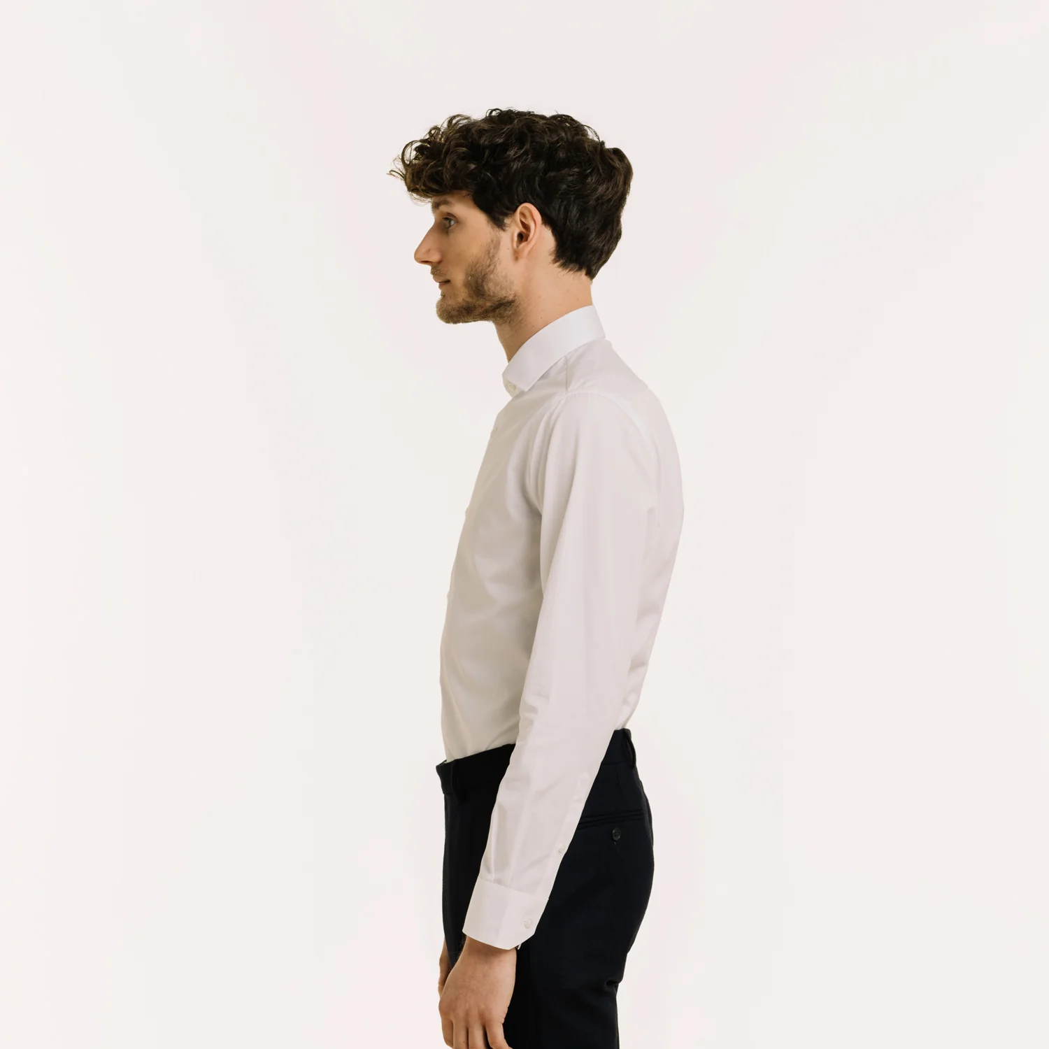 Fitted shirt in white double-twisted poplin