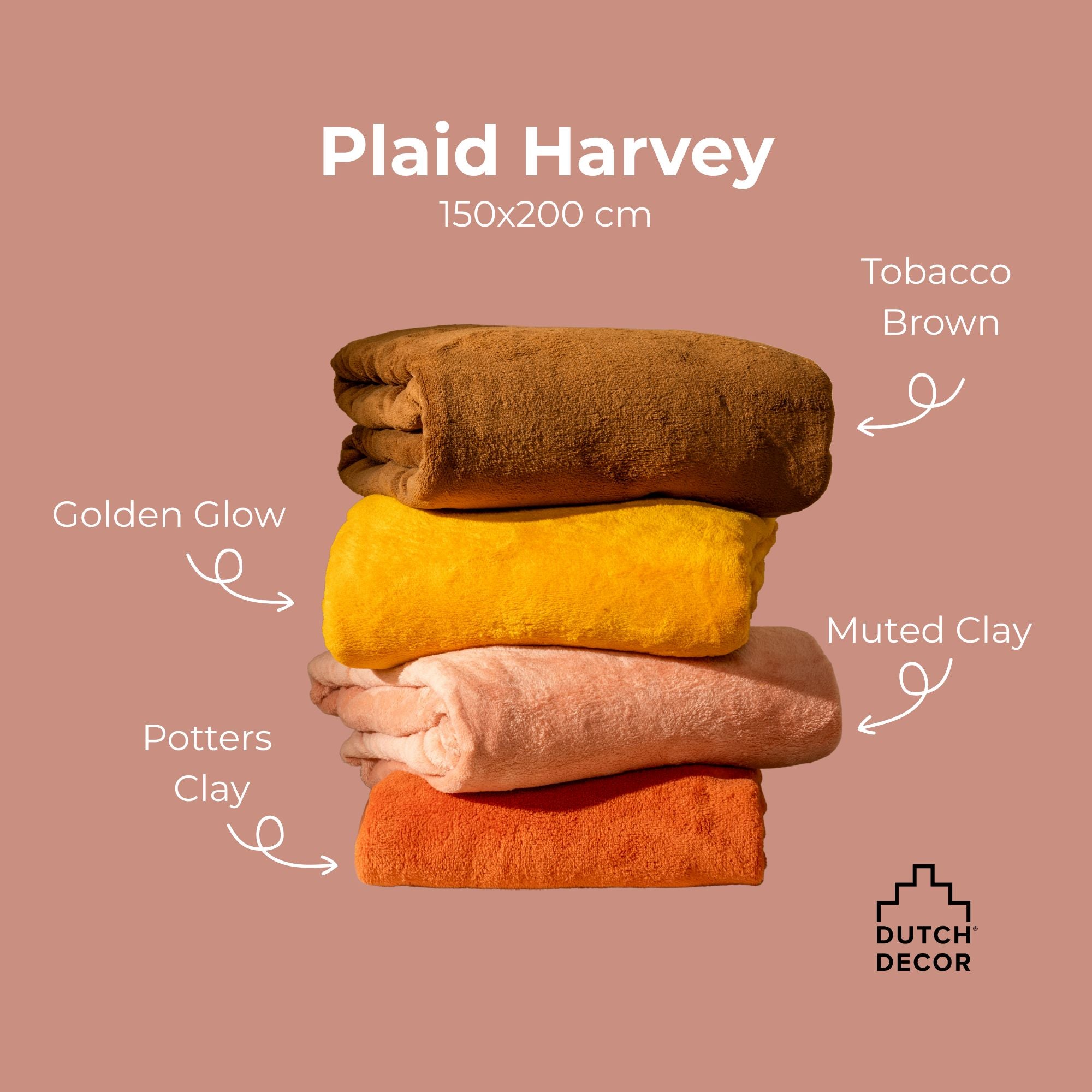 Dutch Decor plaid HARVEY - 150x200 cm Potters Clay