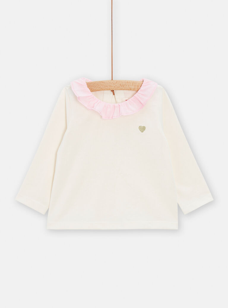 Brassière écrue à col rose pour bébé fille