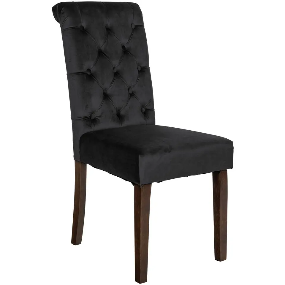 CLP Eetkamerstoel Lisburn walnoot Frame - Fluweel - zwart