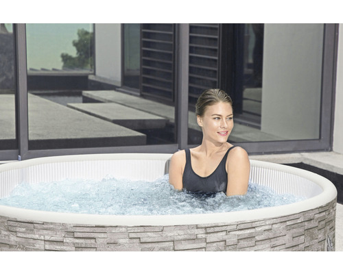 Bestway® LAY-Z-SPA® Vancouver AirJet Plus™ opblaasbare hottub met 140 luchtjets, geïntegreerd verwarmingssysteem, multifunctionele pomp en app-bediening, grijs