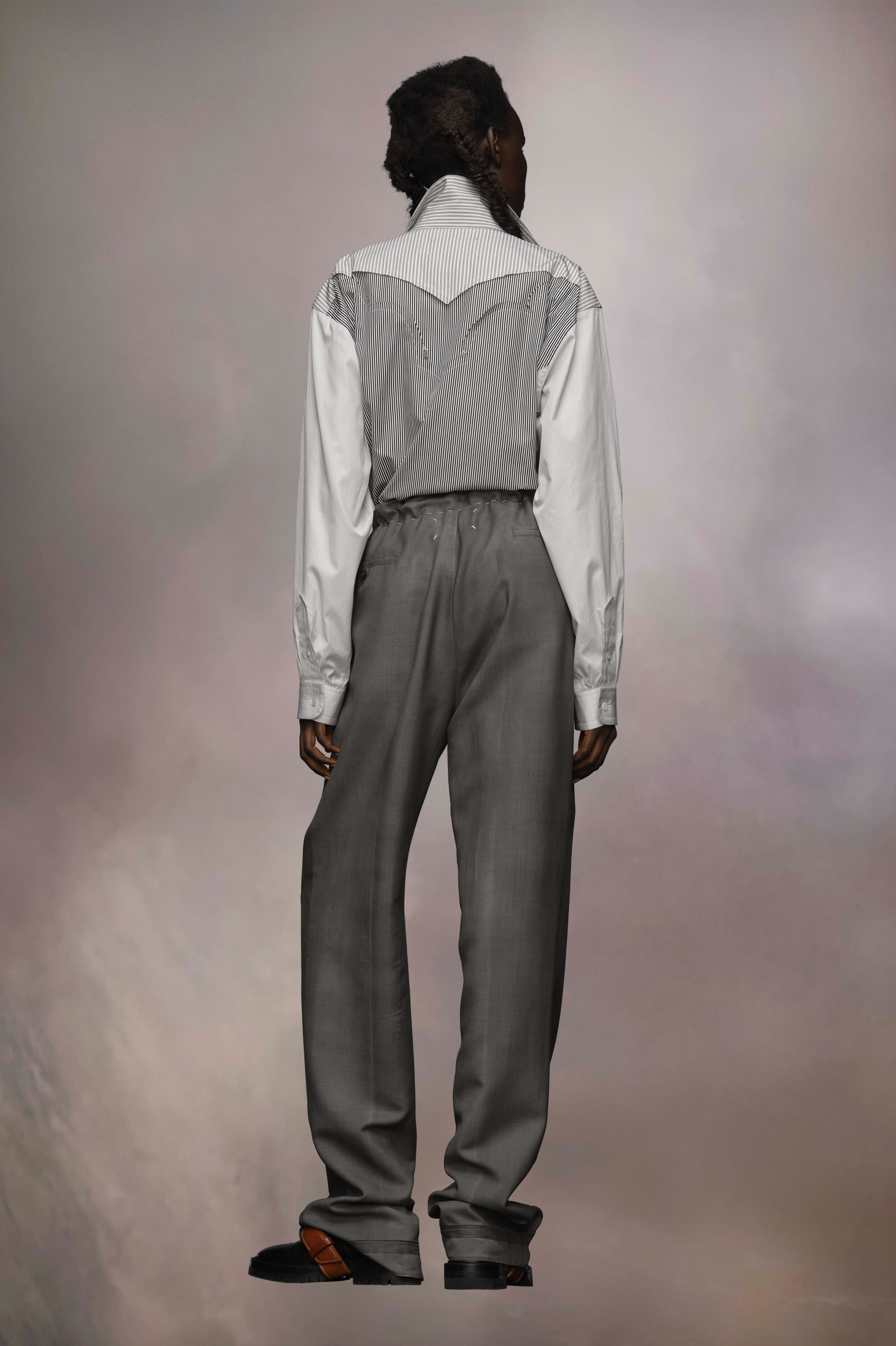 Pantalon en laine mohair Taupe foncé