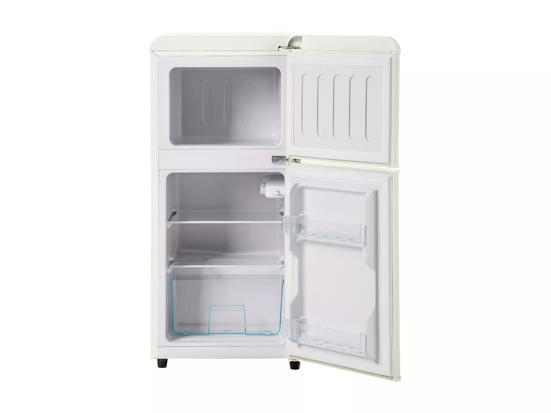 Réfrigérateur rétro. Réfrigérateur-congélateur combiné avec un volume total de 60 litres, un volume de congélateur de 22 litres
